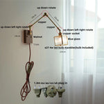 LED Wall Lamp Rotatable Glass Walnut Swing Arms Hallway Stair Light