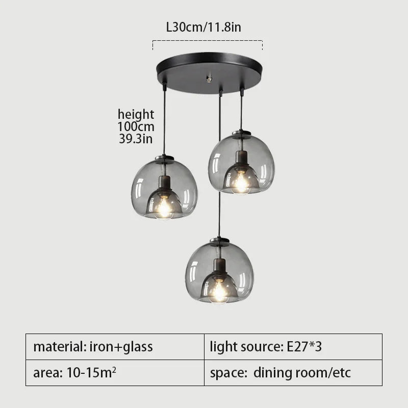 Glass Pendant Lights: Stylish LED Chandeliers for Dining Room, Kitchen, and Restaurant Tables