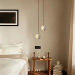 Stone LED Hanging Lamp Yellow Travertine Nordic Minimalism Pendant Lighting