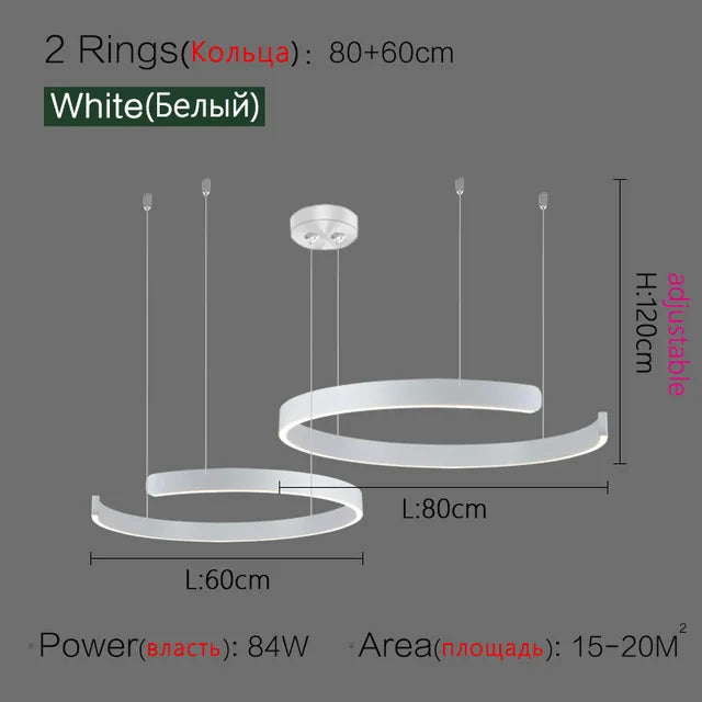 Nordic Ring LED Pendant Chandelier for Home Living Dining Kitchen Lighting