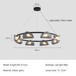 Smoky Gray Glass Chandelier LED Pendant Light for Luxe Dining Room