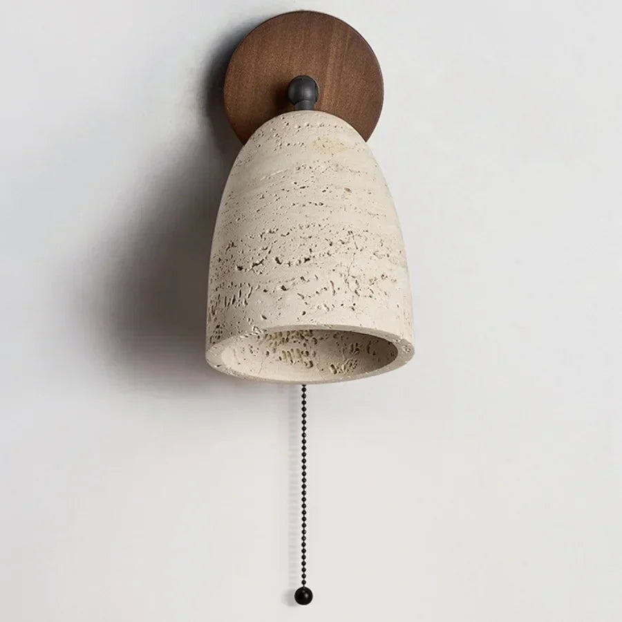 Yellow Travertine LED Wall Lights with Pull Chain Switch, Modern Rotate Bedside Lamp