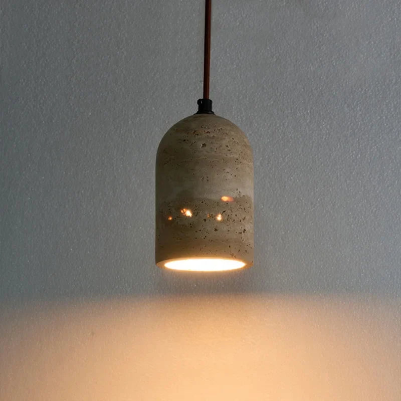 Yellow Travertine LED Pendant Lights: Modern Nordic Hang Lamp for Home Decor