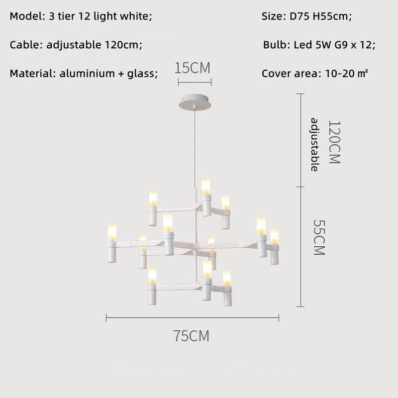 Afralia™ Metal Pendant Chandelier LED Lighting Fixture for Modern Luxury Foyer, Stairs & Indoor