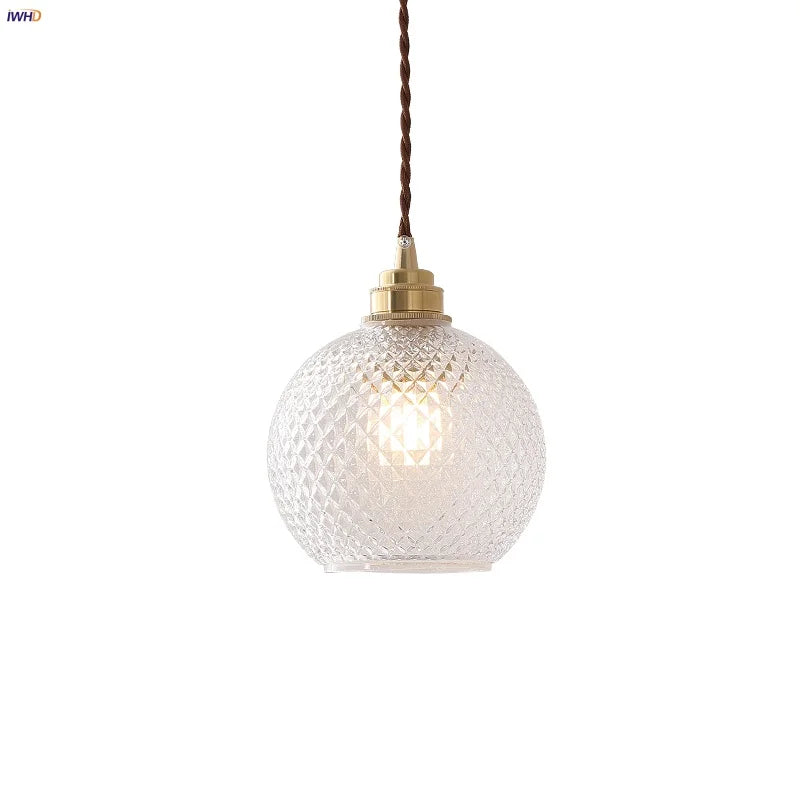 Glass Globe LED Pendant Light Fixture for Porch Kitchen Aisle, Adjustable Hanging Lamp