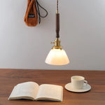 Walnut Glass Pendant Lamp: Nordic LED Hanging Light Fixture for Dining Room, Bedroom, Bar
