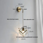 Modern Clear Glass LED Wall Light with Pull Chain for Bar, Cafe, Bathroom Mirror