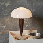 SHY3 Walnut Wood Desk Lamp Glass Shade Marble Base Table Light