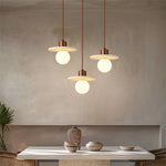 Wabi Sabi Yellow Travertine Stone LED Pendant Light for Living Room and Bar Counter