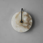 Nordic LED Wall Sconce Black Iron Round Marble Light Fixture