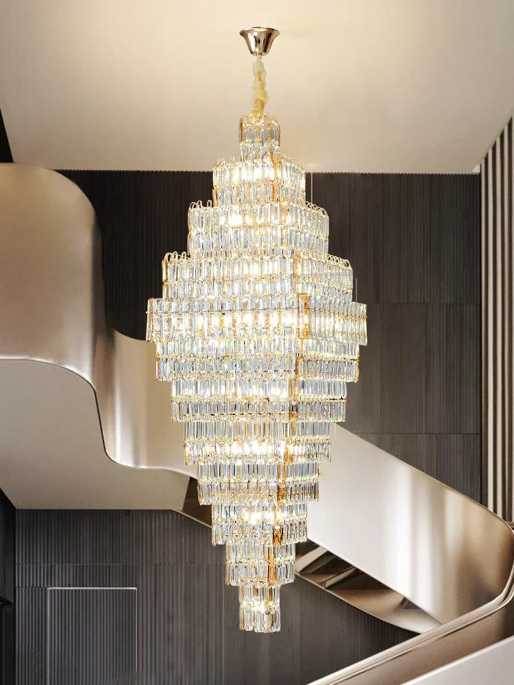 AFRALIA Crystal Large Chandelier for Villa Duplex Loft Stairs Living Room Hall.
