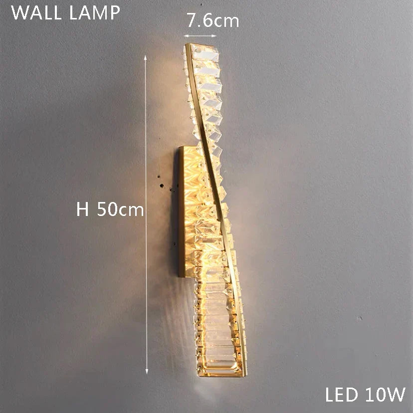 Gold Crystal Copper Ceiling Lamps LED Modern Home Room Decor Lighting