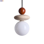 Afralia™ White Glass LED Pendant Light - Yellow Travertine Mid Century Hanging Lamps
