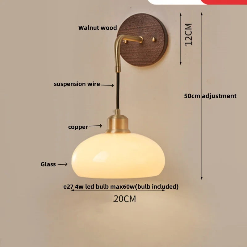 Walnut Wood LED Wall Lamp: Modern Nordic Resin Bathroom Mirror Stair Light