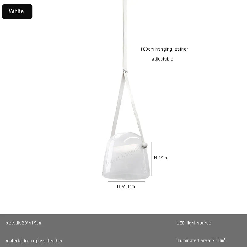 Glass Pendant Chandelier: Modern Leather Belt Luxury LED Lighting for Home Decor