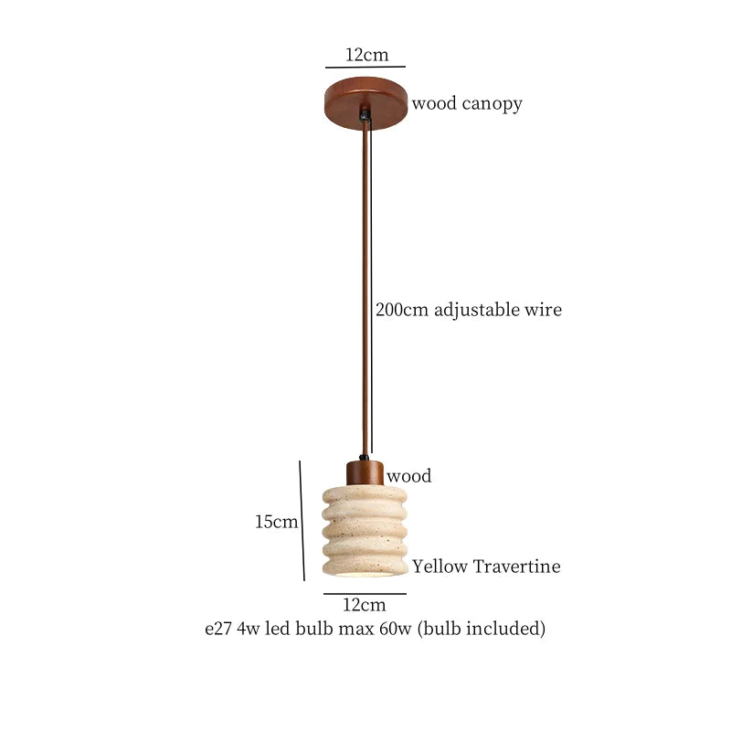 Afralia™ Yellow Travertine LED Pendant Lamp for Nordic Modern Living Room Bedroom Kitchen Decor