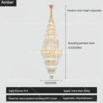 Hollow Spiral Staircase Chandelier | Modern Long Crystal Light for Villa Livingroom