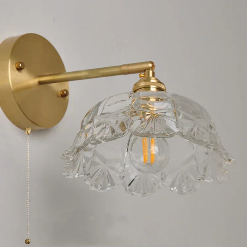 Clear Glass LED Wall Light with Pull Chain Switch