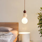 Afralia™ Yellow Travertine Spherical Stone LED Pendant Lamp for Bedside Living Room