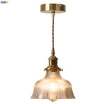 Afralia™ Vintage Flower LED Glass Brass Pendant Lighting
