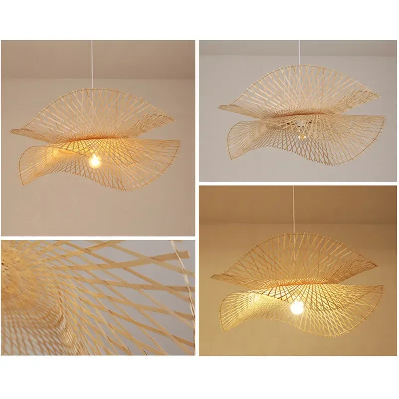 Bamboo Pendant Lights: Japanese Handmade Kitchen Island Chandeliers