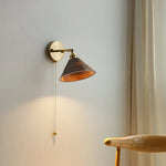Copper Socket LED Wall Lights Pull Chain Switch Nordic Modern Rotate Bedside Lamp