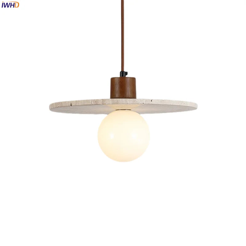 Yellow Travertine Glass LED Pendant Lights for Elegant Interior Decor