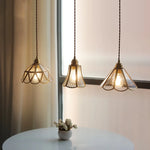 Glass LED Pendant Light Fixture with Copper Socket for Dining Room & Porch