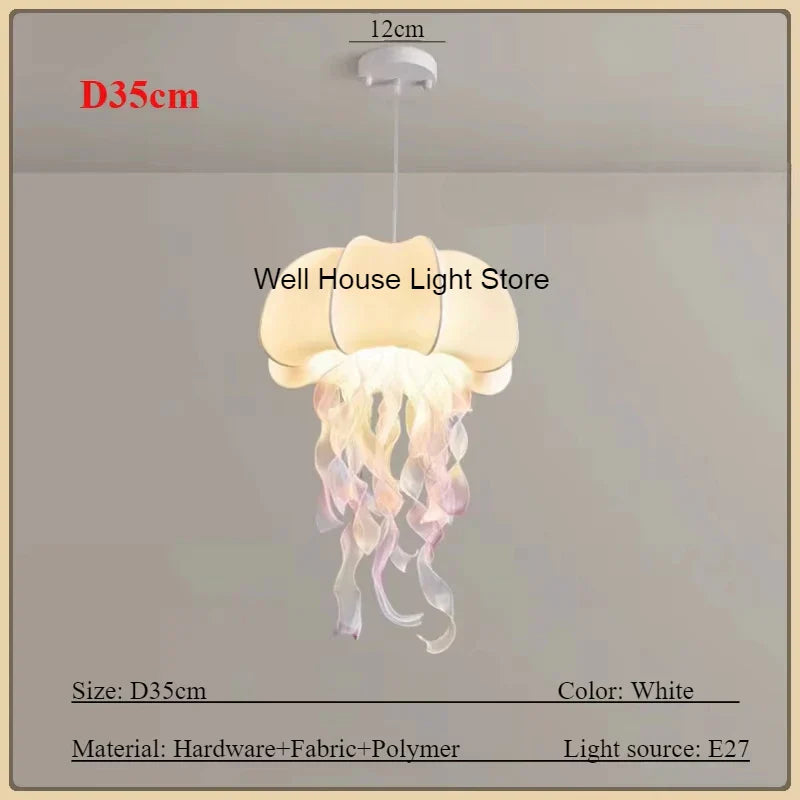 Jellyfish Silk Chandelier: Romantic Pendant Light for Living Room Bedroom Dining Room
