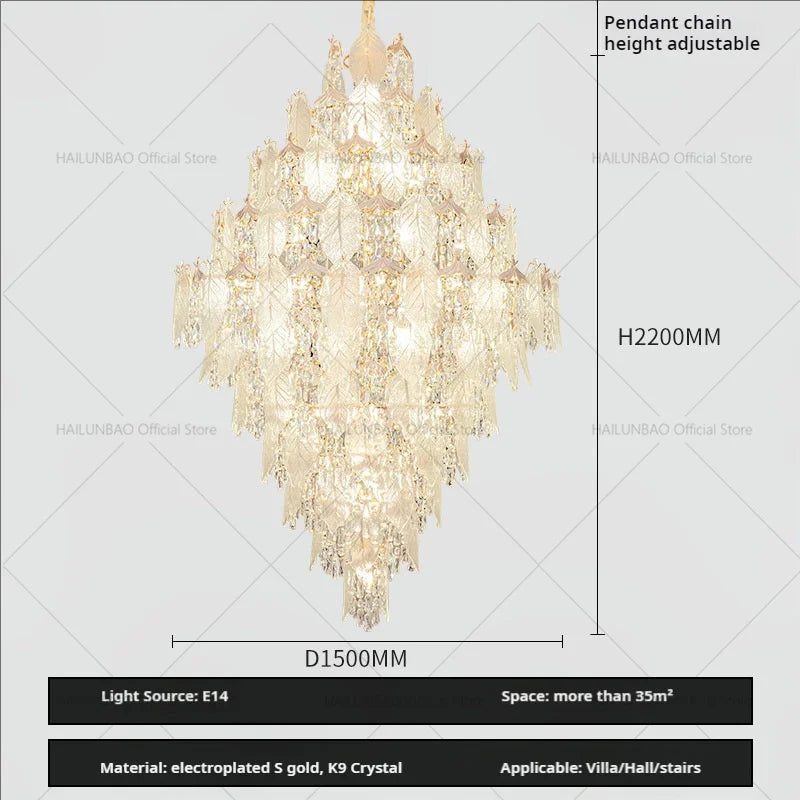 Modern Villa Rotating Crystal Chandelier