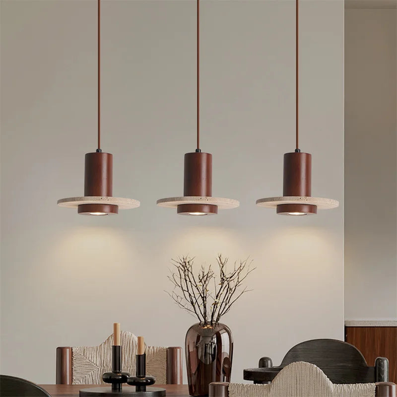 Wood LED Pendant Lamp for Elegant Room Decor & Wabi Sabi Style