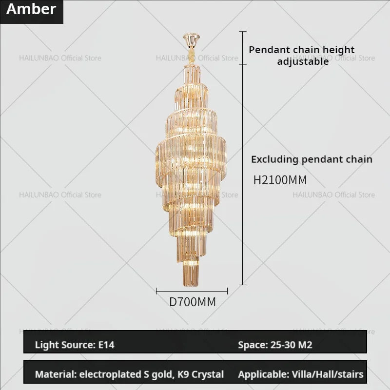 Crystal Chandelier for Penthouse Villa Living Room - Modern Light Luxury Design