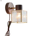 Clear Glass LED Wall Sconce Walnut Wood Bedroom Living Room Modern Fixture