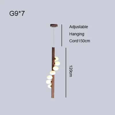 Burly Wood Walnut Glass Pendant Light for Living Room Bar Foyer