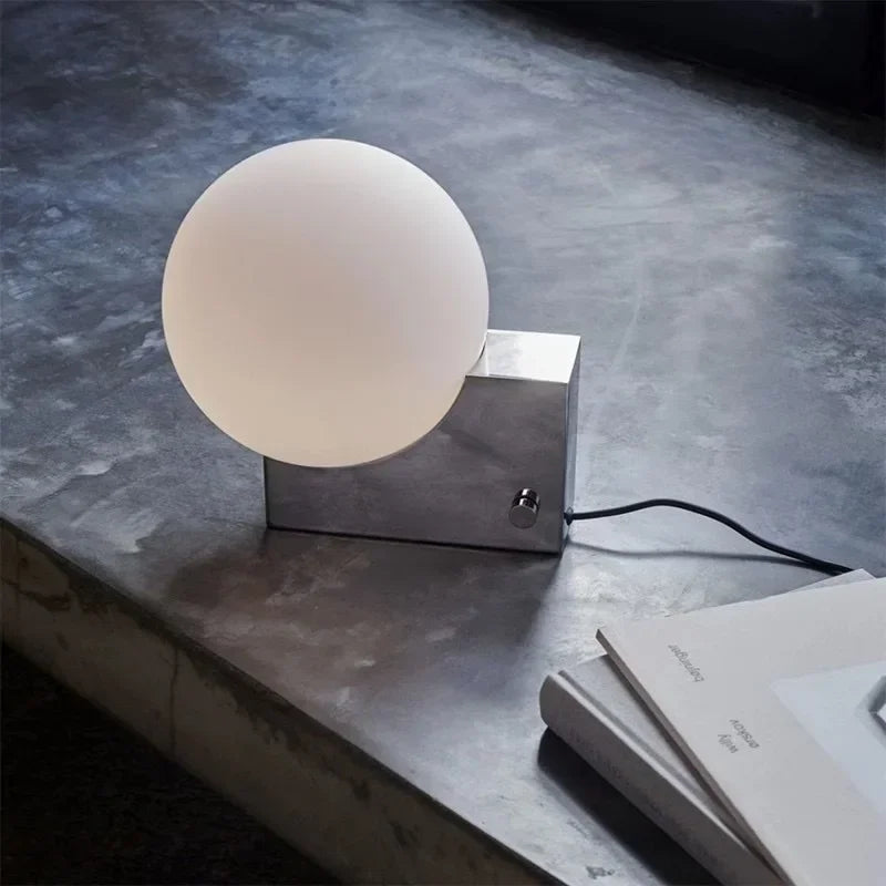 Metal Table Lamp with Glass Ball - LED Desk Light