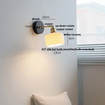 Copper LED Wall Lights Pull Chain Switch Modern Bedside Lamp Wood White Ceramic