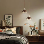 Iron Yellow Travertine LED Pendant Light for Bedside Dining Living Room