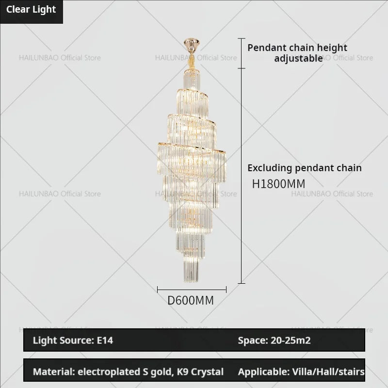 Crystal Chandelier for Penthouse Villa Living Room - Modern Light Luxury Design