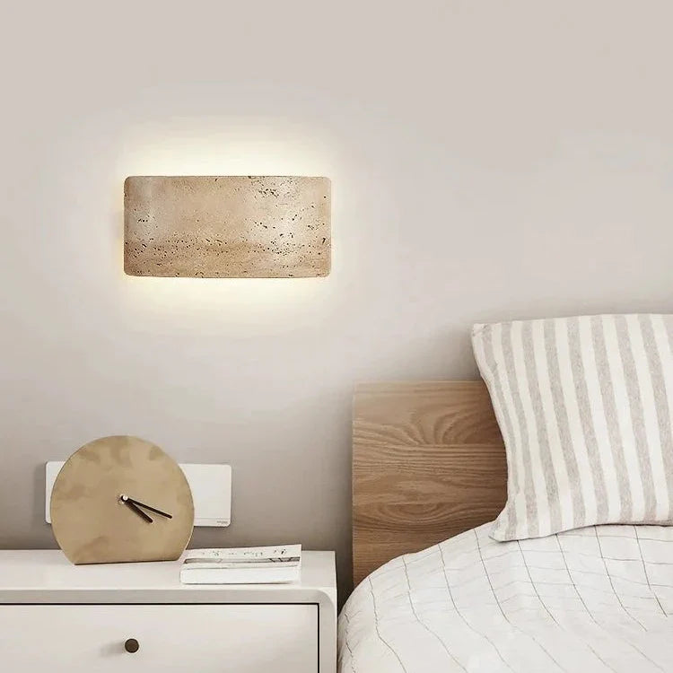 Natural Travertine LED Wall Light Fixture