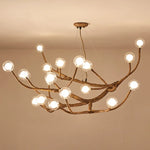 Retro LED Chandelier Living Room Study Bedroom Art Brown Pendant Light
