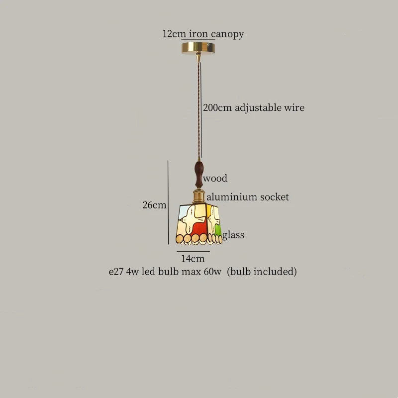 Tiffany Style Colorful Glass LED Pendant Light for Bar Loft Cafe Bedroom