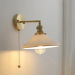 Ceramic LED Wall Light with Pull Chain Switch for Bedroom Bathroom Living Room