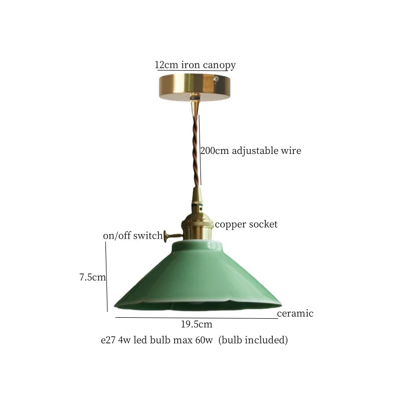 Afralia™ Cyan Ceramic LED Pendant Light for Loft Cafe Bar Decor