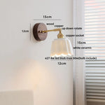 White Flower Ceramic LED Wall Sconce with Wood Base and Copper Rotate