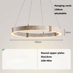 LED Natural Stone Round Linear Chandelier - Dimmable, Ceiling Hanging Lamps