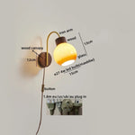 LED Wall Sconce Pull Chain Switch Modern Stair Lights Glass Wood