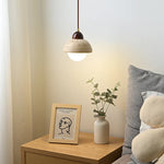 Yellow Travertine LED Glass Pendant Light - Japanese Style Living Room Fixture