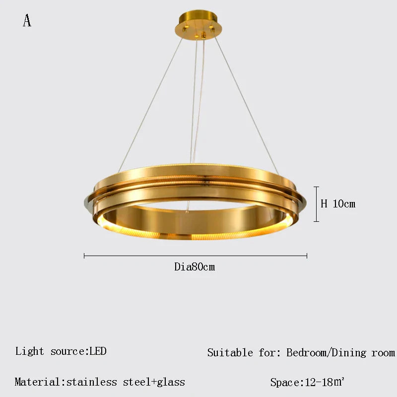 Gold Ring Chandelier: Modern Italian Design for Stylish Living Spaces