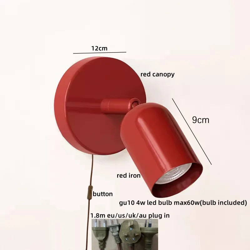 LED Wall Sconce Pull Chain Switch Cream Style Stair Light Fixture