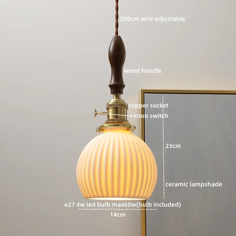 Ceramic LED Pendant Light Nordic Modern Hanging Lamp for Home Decor